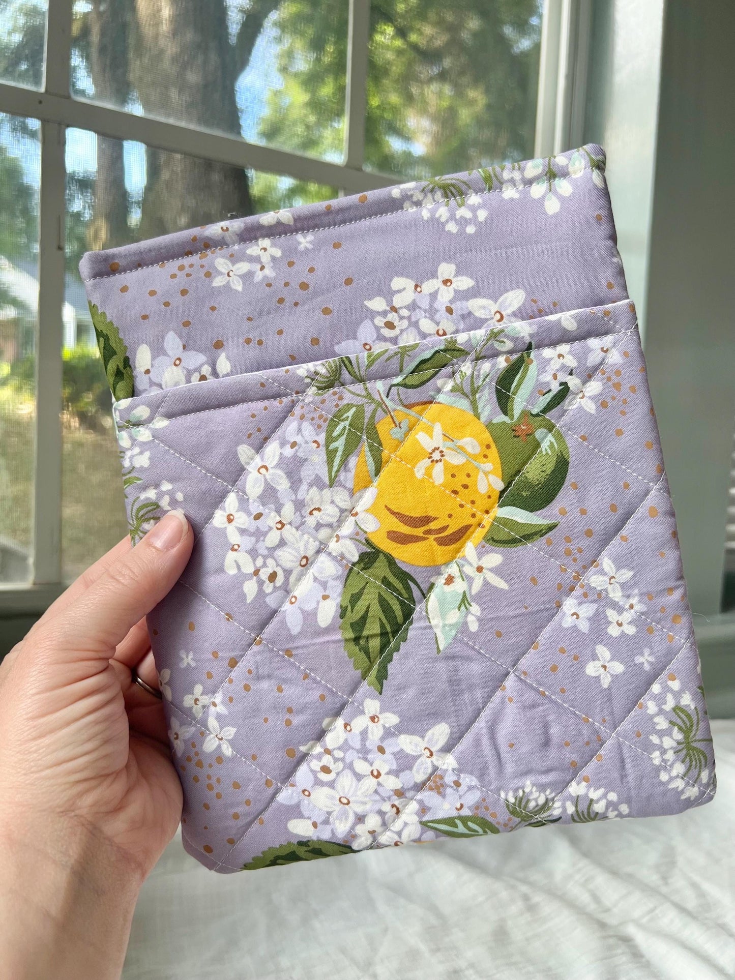 Handmade soft book sleeve with front pocket