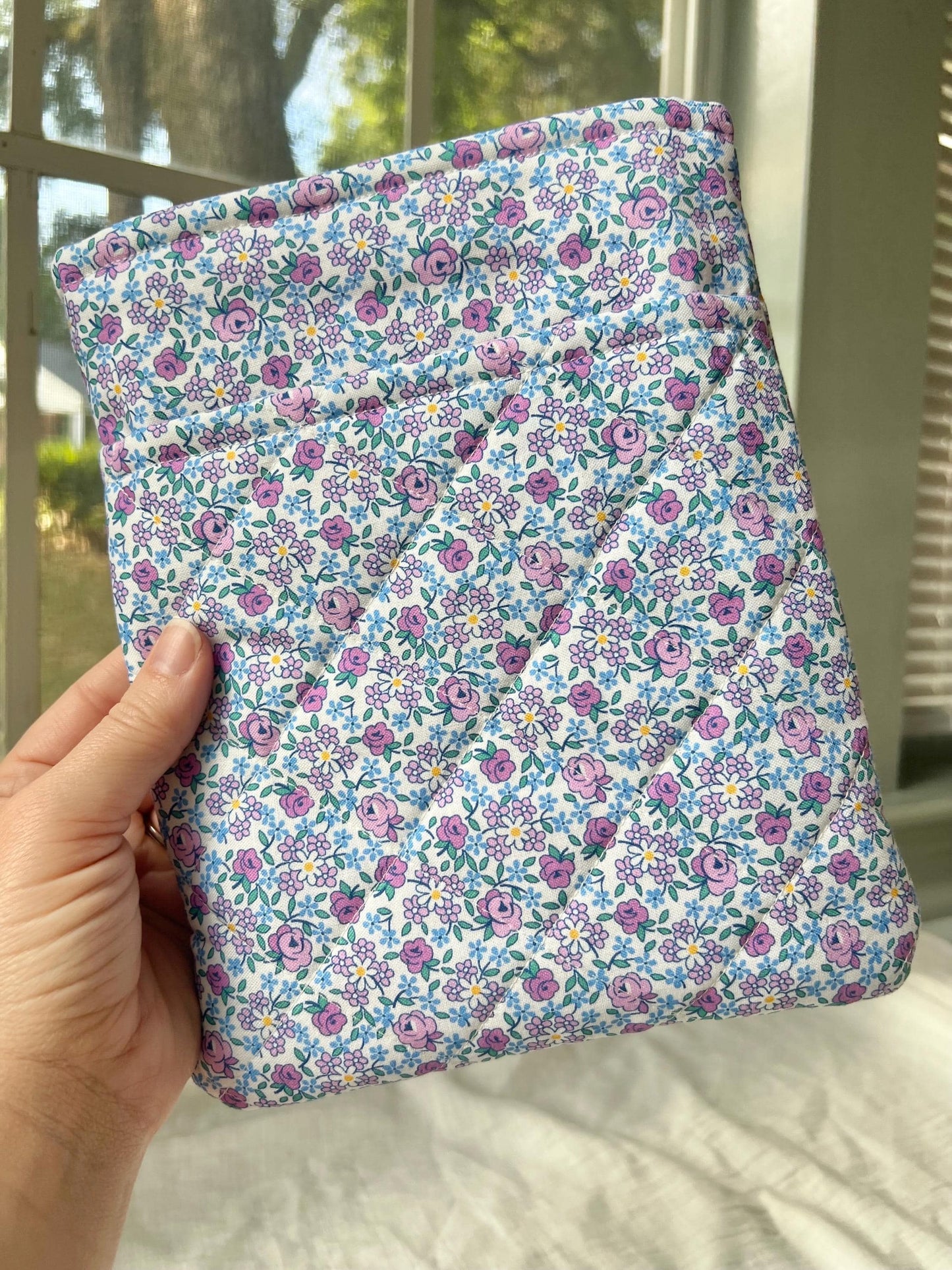 Handmade soft book sleeve with front pocket