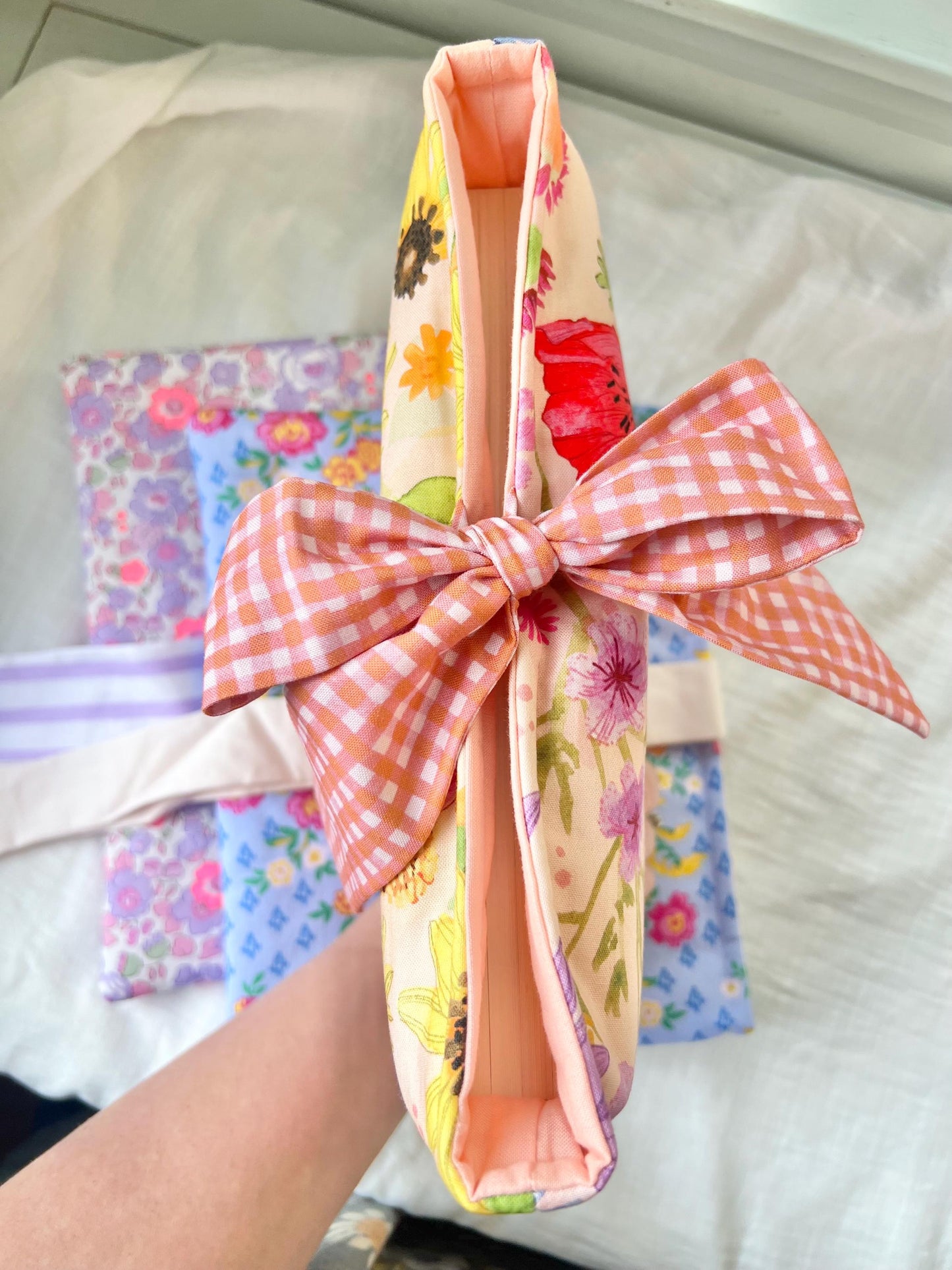 Handmade Bow Book Sleeve- Large