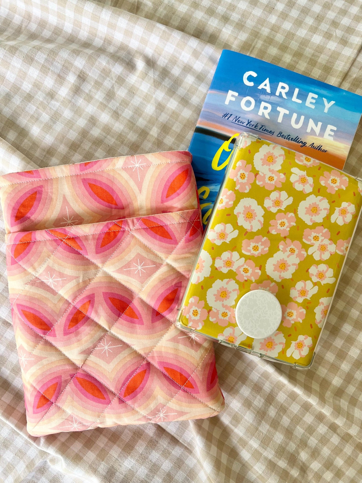 Handmade soft book sleeve with front pocket