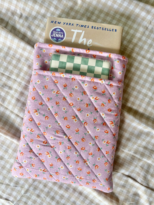 Handmade soft book sleeve with front pocket- Large