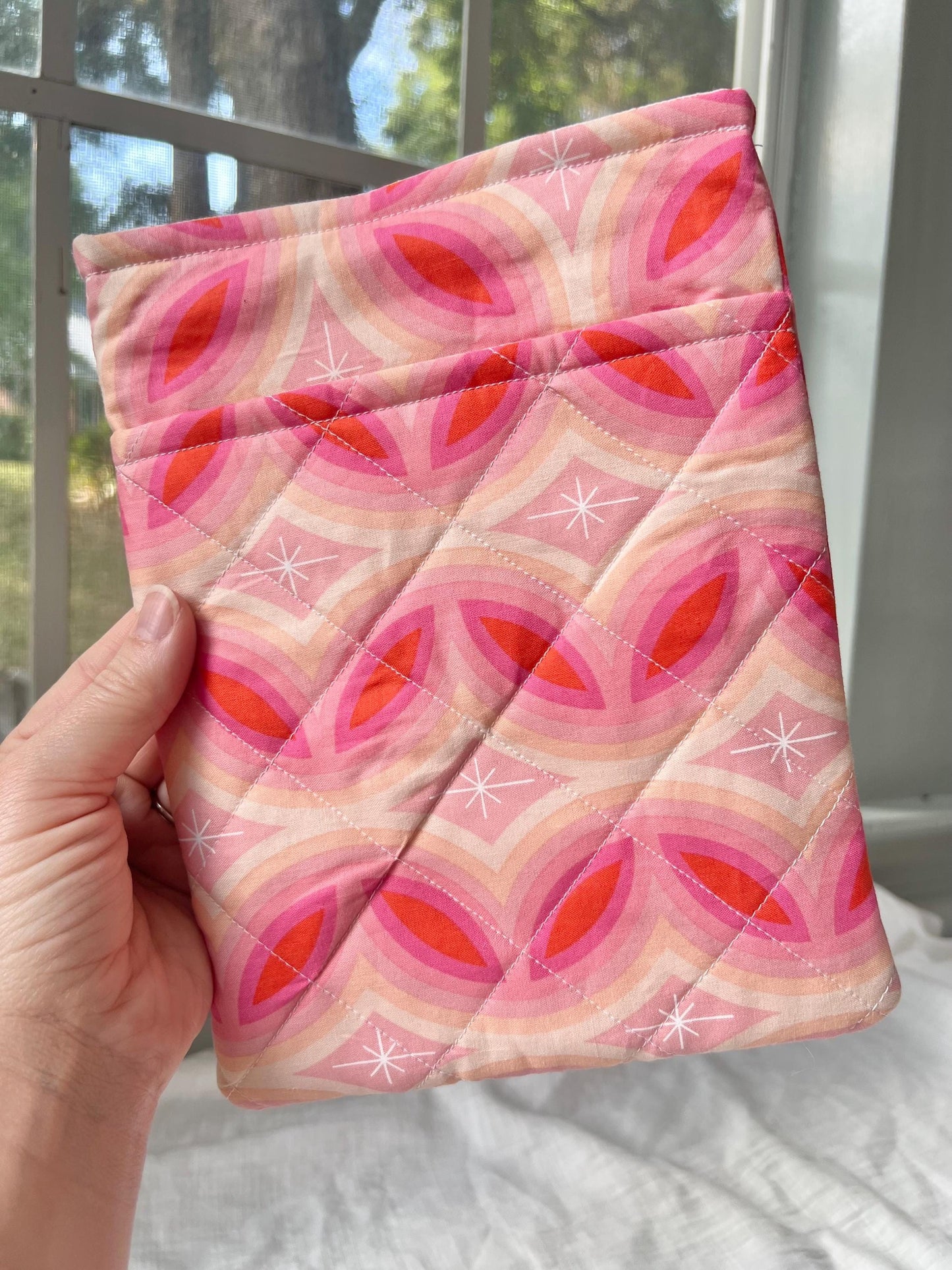 Handmade soft book sleeve with front pocket