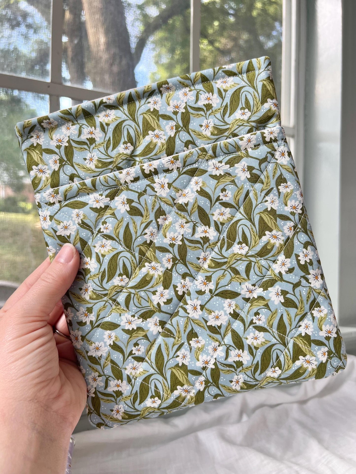 Handmade soft book sleeve with front pocket