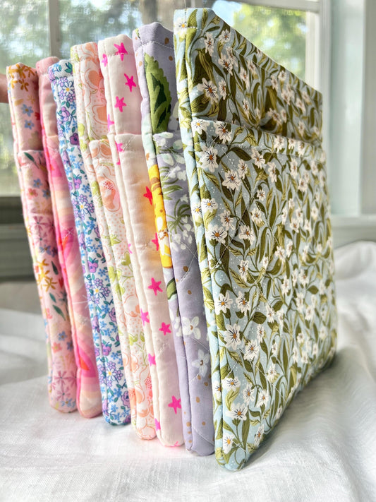Handmade soft book sleeve with front pocket
