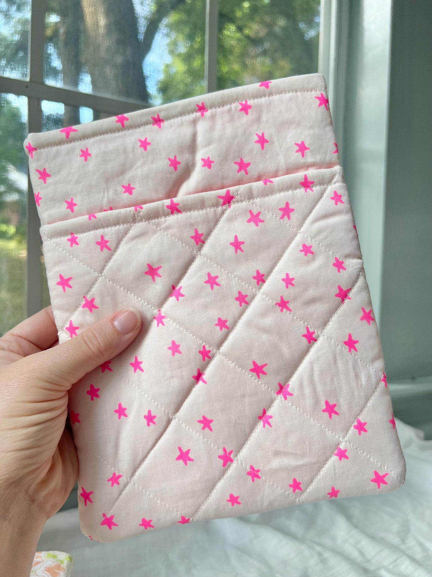 Handmade soft book sleeve with front pocket