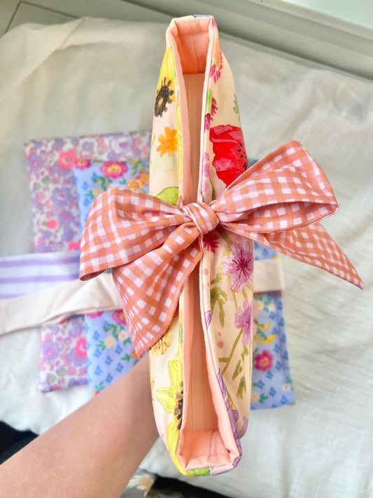 Handmade Bow Book Sleeve- Large